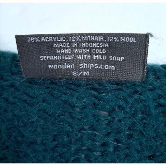 Wooden Ships Size Small/Medium Coastal Striped Green Blue Knit Sweater Wool - Picture 4 of 9